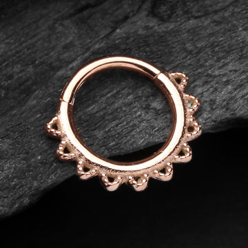 Detail View 1 of Rose Gold Tribal El Sol Clicker Hoop Ring